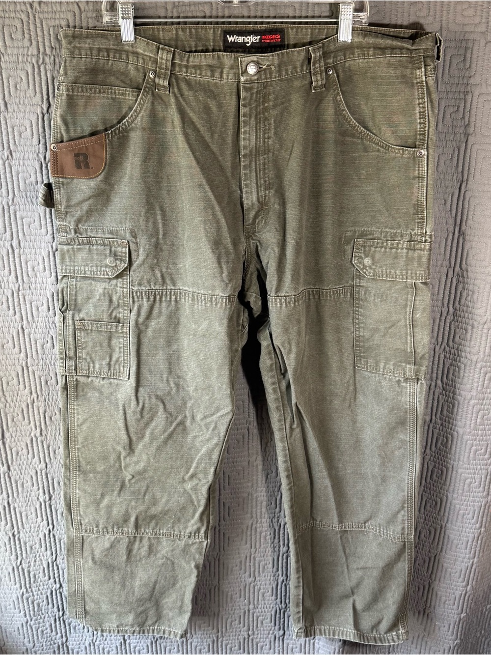 Wrangler Riggs Workwear Ripstop Ranger Cargo Pants 40x30 Loden Green Double Knee